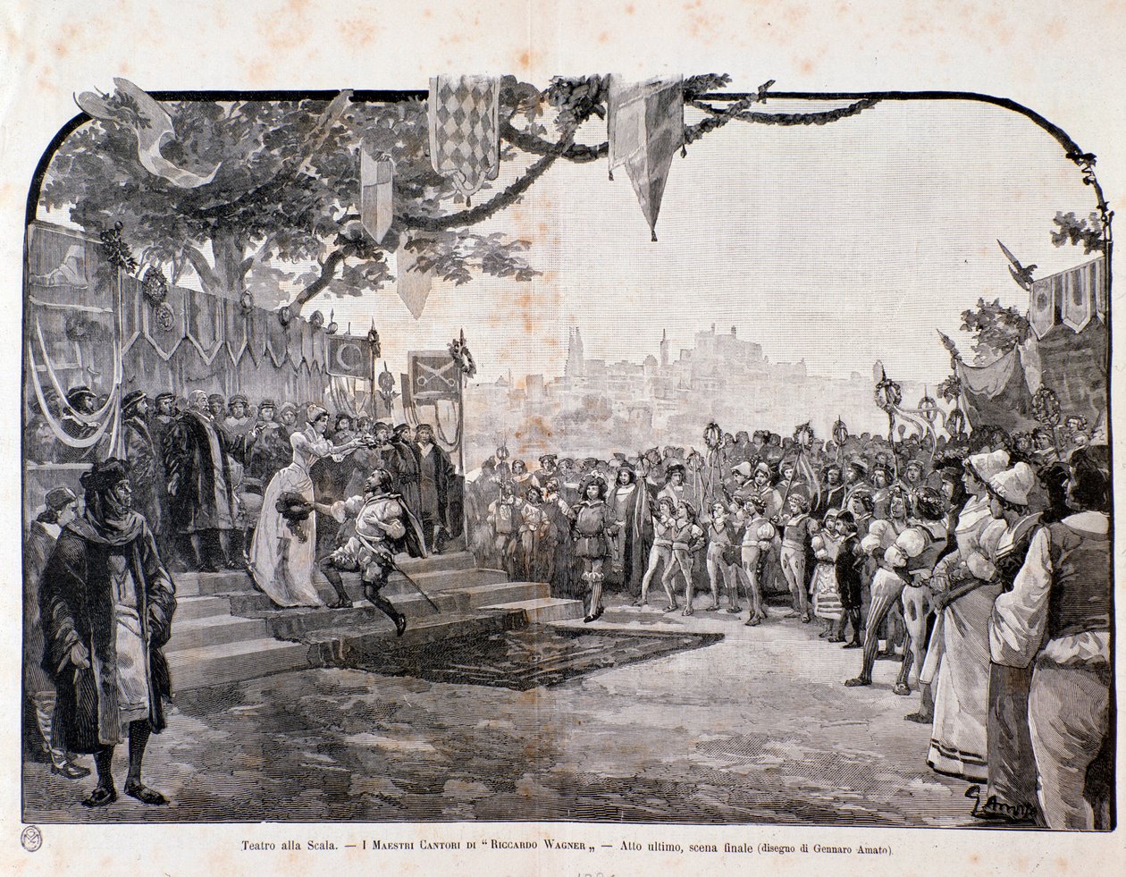 Illustration for the last scene of The Mastersingers of Nuremberg by Wagner, for the representation in Teatro alla scala by Anonymous Anonymous