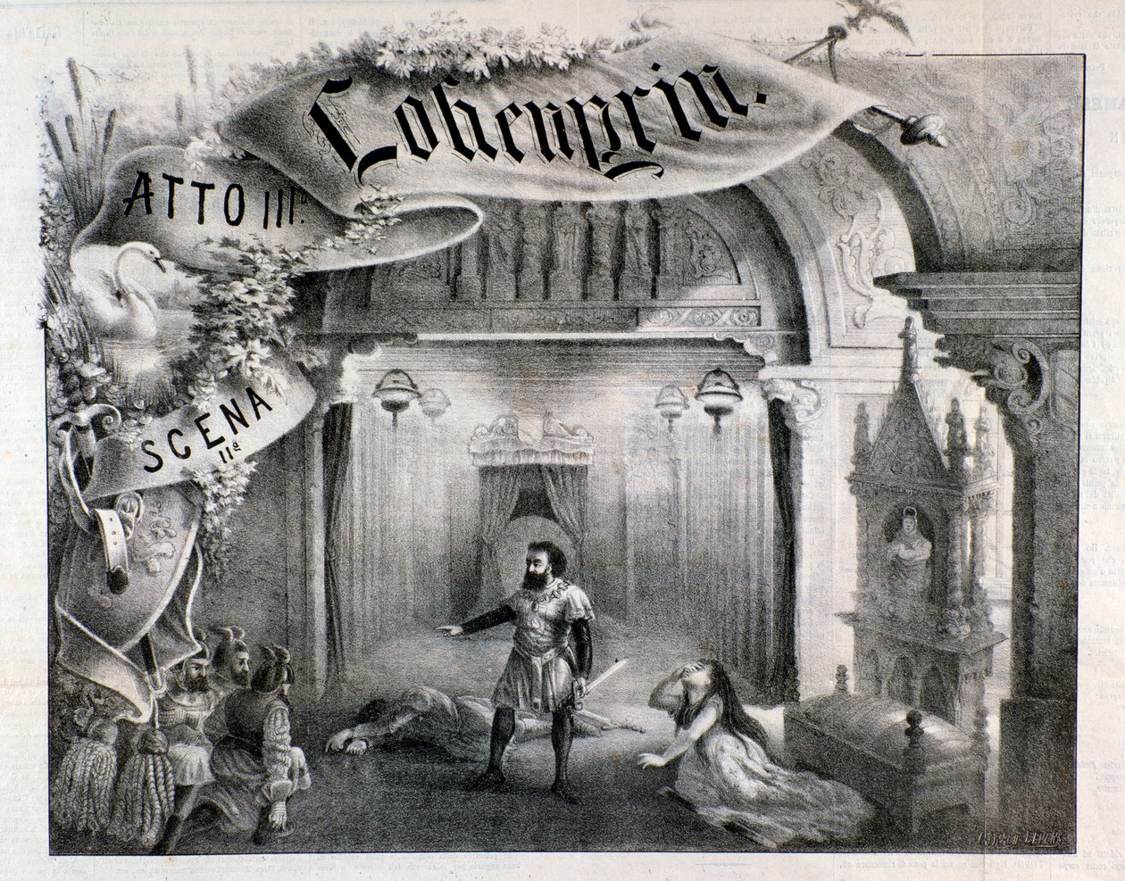 Illustration for the scene 2, act III of Lohengrin, opera by Wagner by Anonymous Anonymous