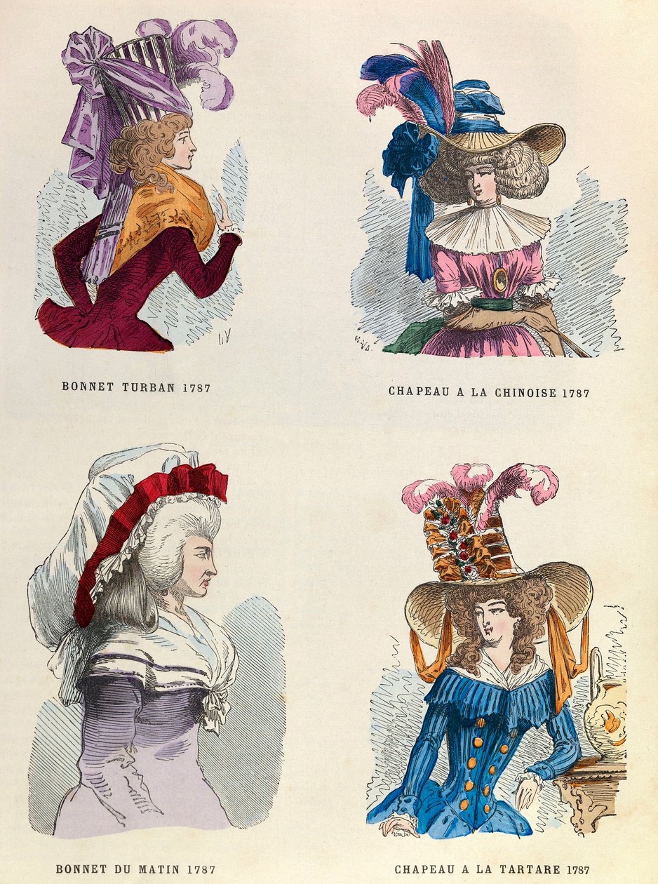 In 1787 Turban Hat; Morning Hat; Chinese Hat and Tartar Hat by Anonymous Anonymous