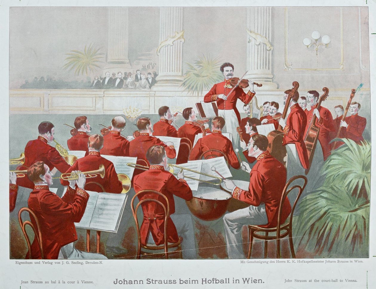 Johann Strauss son conducting his orchestra during a court-ball by Anonymous Anonymous