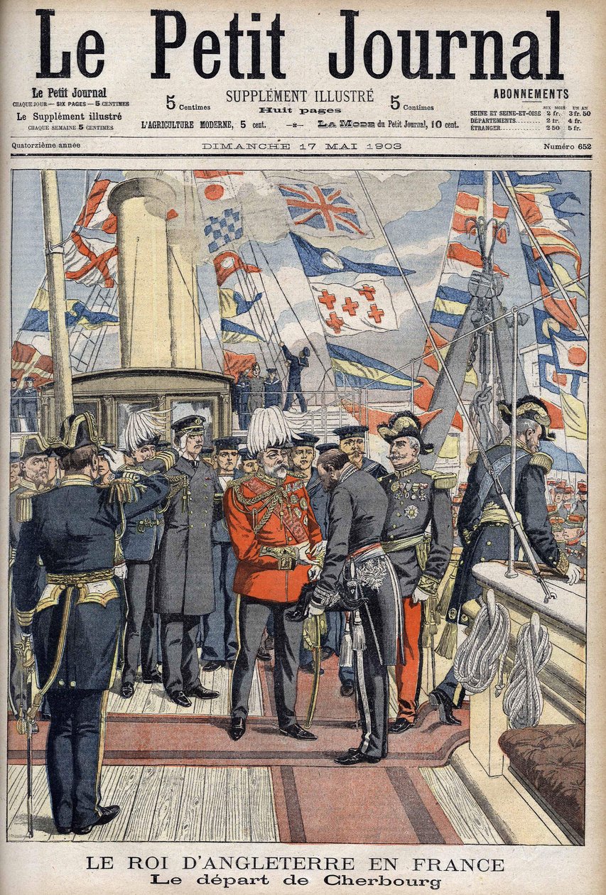 King Edward VII Left Cherbourg After a Trip to France (Le Petit Journal, May 1903) by Anonymous Anonymous