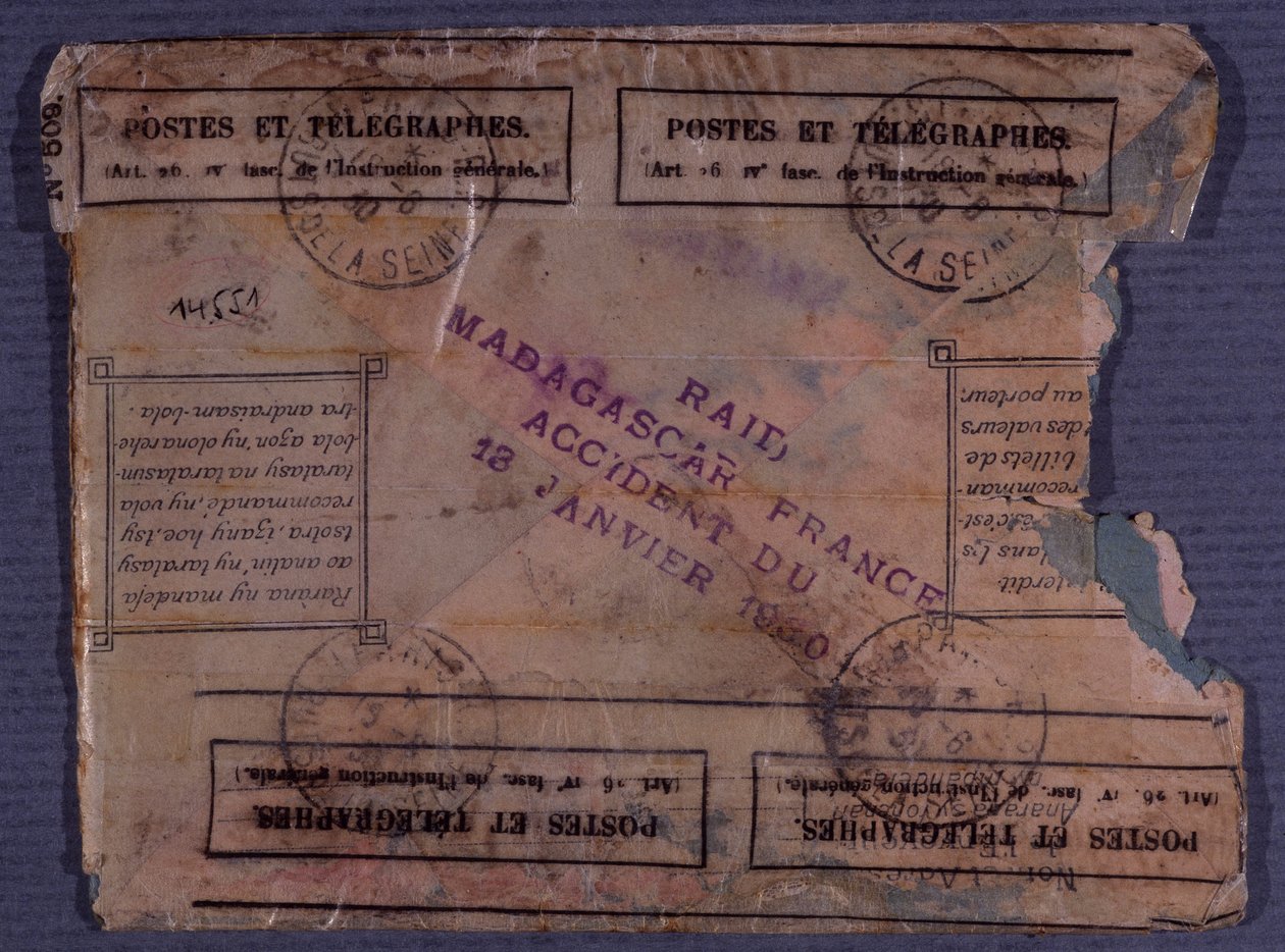Last letter from the Madagascar-France Raid (accident of 18 January 1930) by Anonymous Anonymous