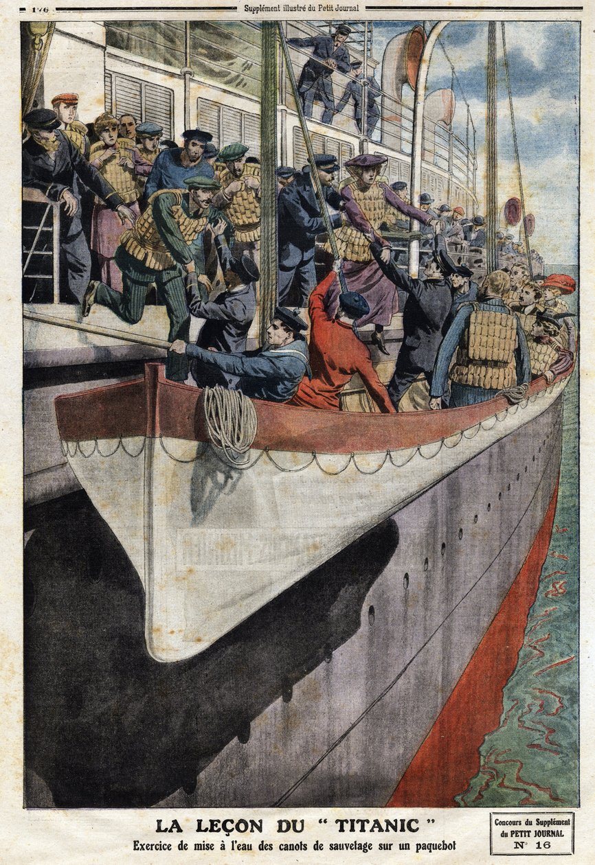 Lifeboat Exercise Onboard a Liner Following the Sinking of the RMS ...
