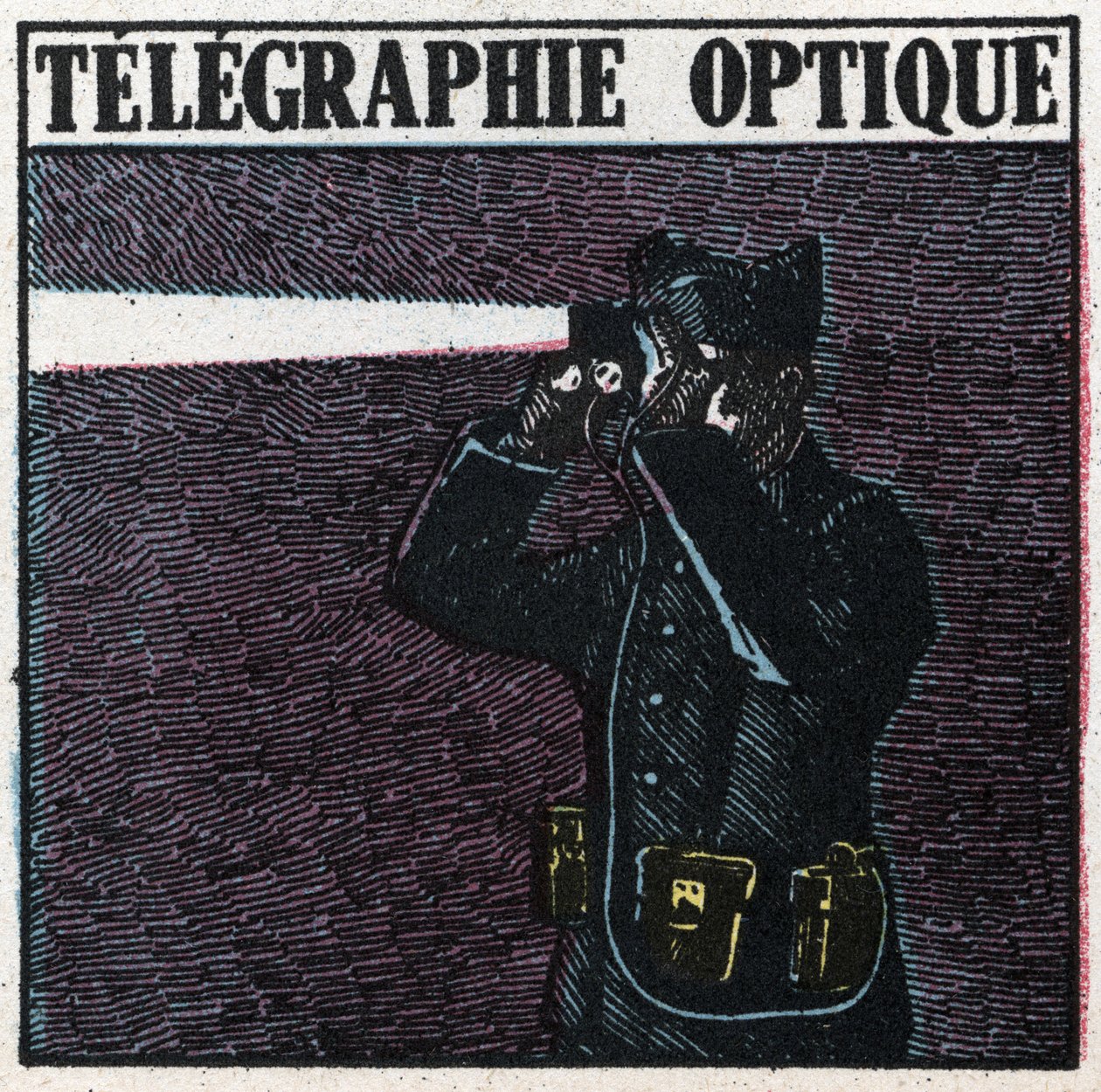Light signals: optical telegraphy. Anonymous illustration of 1925. Private collection. by Anonymous Anonymous