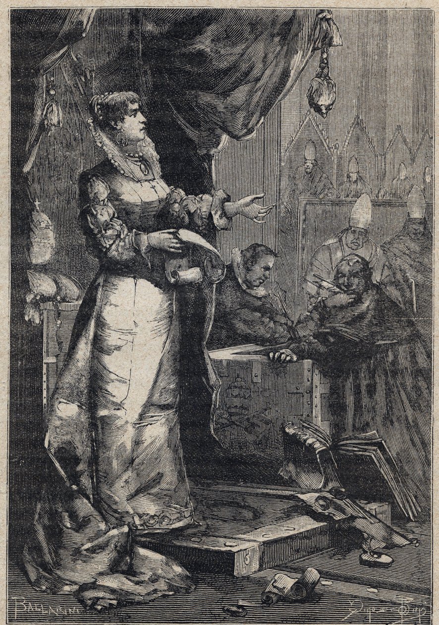 Lucrezia Borgia at the Vatican - engraving from 