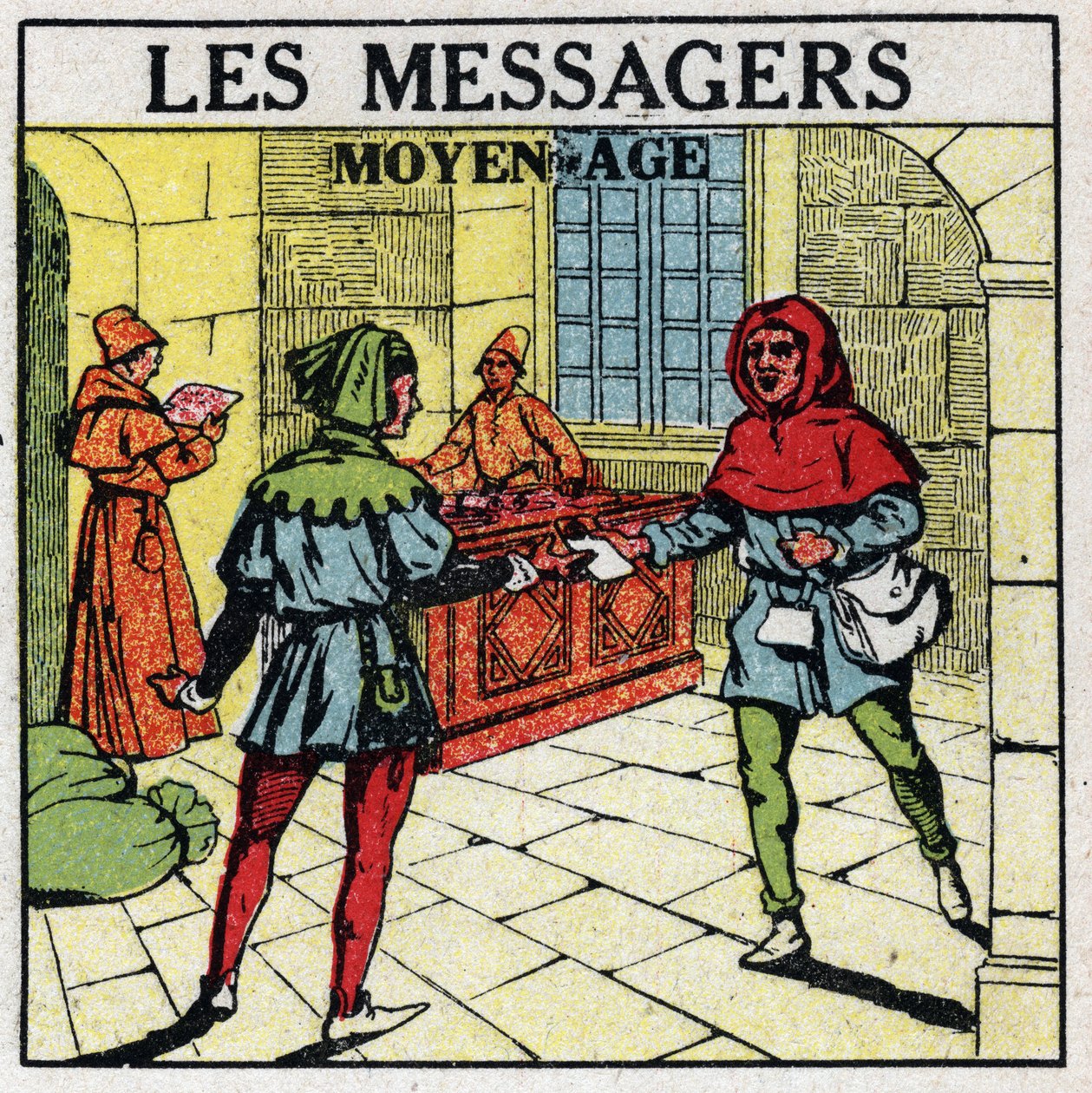 Mail: Messengers in the Middle Ages. Anonymous illustration of 1925. Private collection. by Anonymous Anonymous
