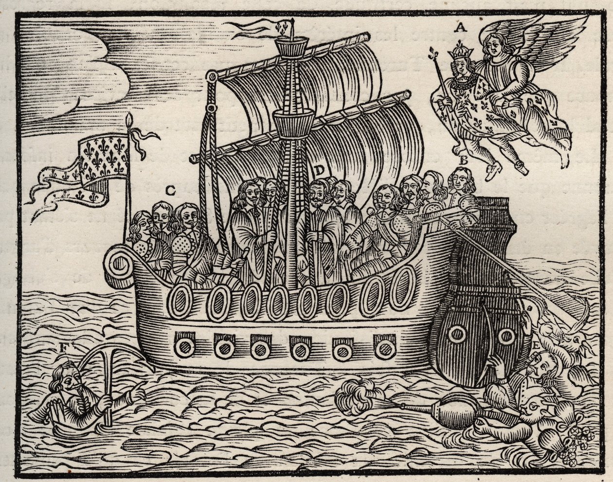 Mazarinade political pamphlet: despite Mazarin the scourgers ensure the salvation of the state. circa 1649. Heavy wood. Private collection. by Anonymous Anonymous