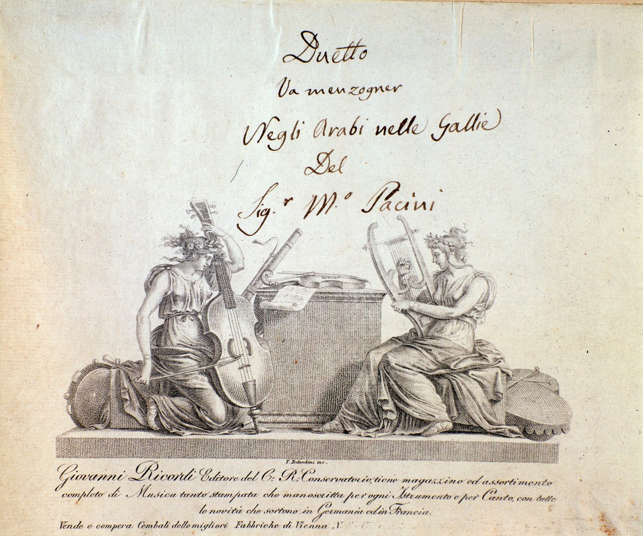 Page from opera seria Gli arabi delle gallie by G Pacini by Anonymous Anonymous