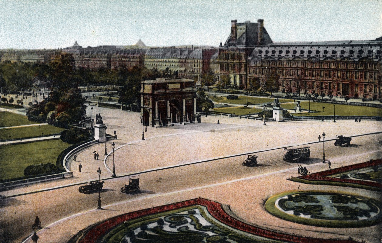 Paris: panorama of the Tuileries (garden and palace) and the Arc de Triomphe du Carrousel by Anonymous Anonymous