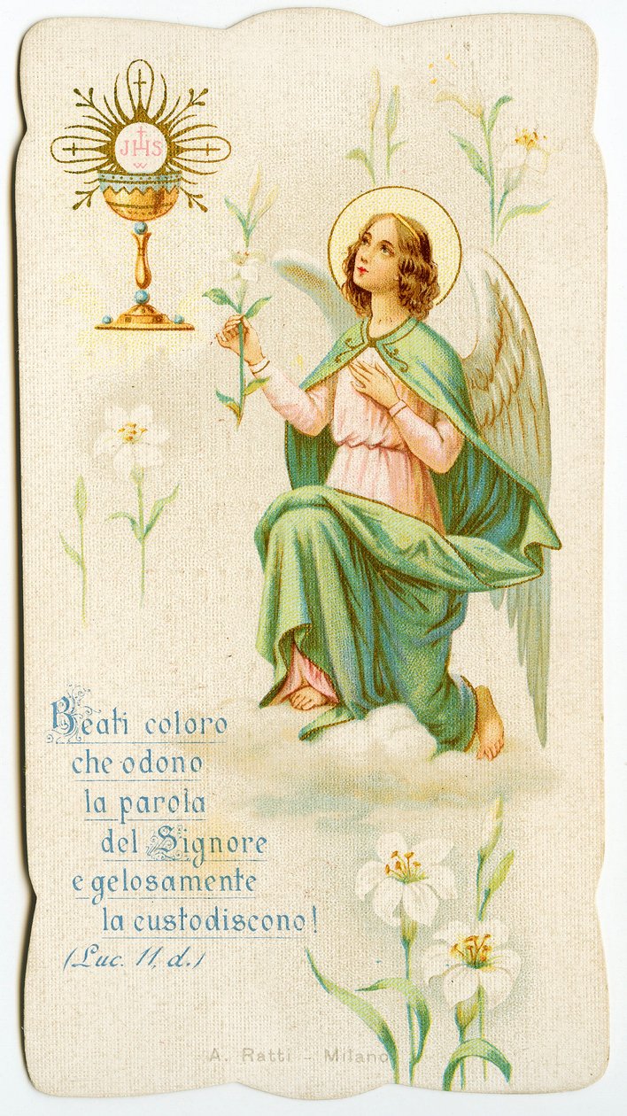 Pious Image: An Angel Holding a Lily (engraving) by Anonymous Anonymous