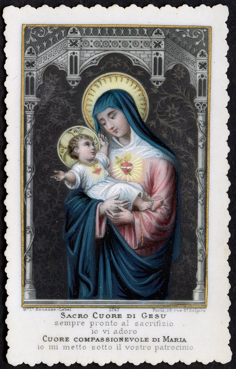 Jesus as a Child in the Arms of His Mother Mary, with the Sacred Heart by Anonymous Anonymous
