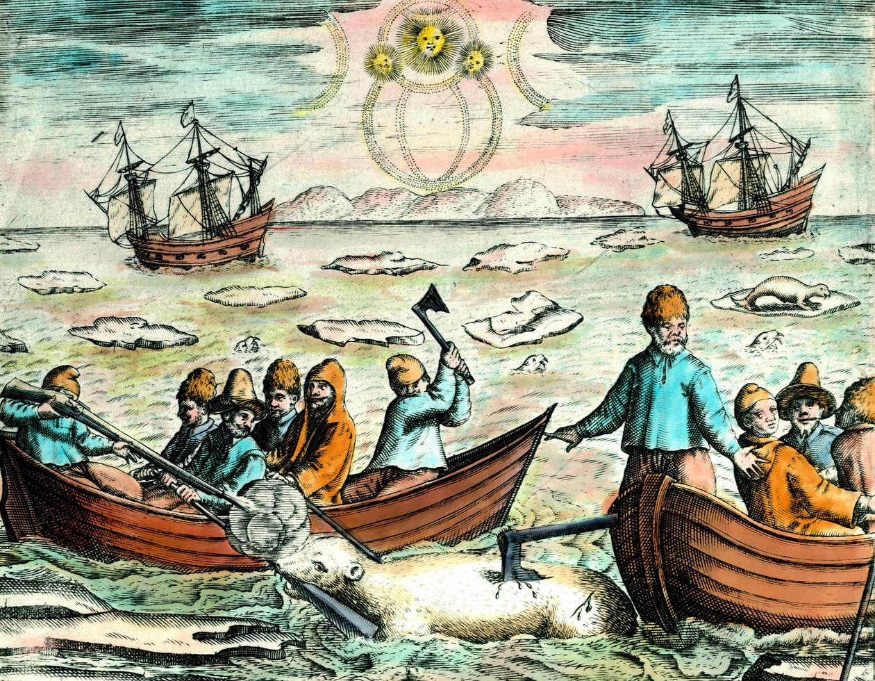 Polar Bear Hunting Scene in Canada. 18th century engraving. Private Collection by Anonymous Anonymous