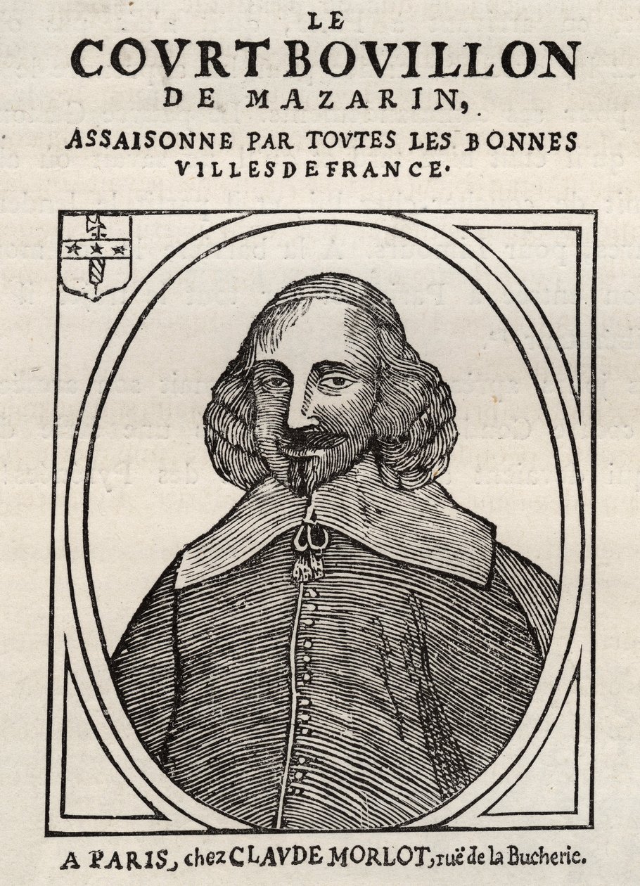 Political pamphlets Mazarinade (political pamphlet under the sling), popular image against Mazarin about his retirement in Bouillon (Le court broth de Mazarin). Private collection. by Anonymous Anonymous