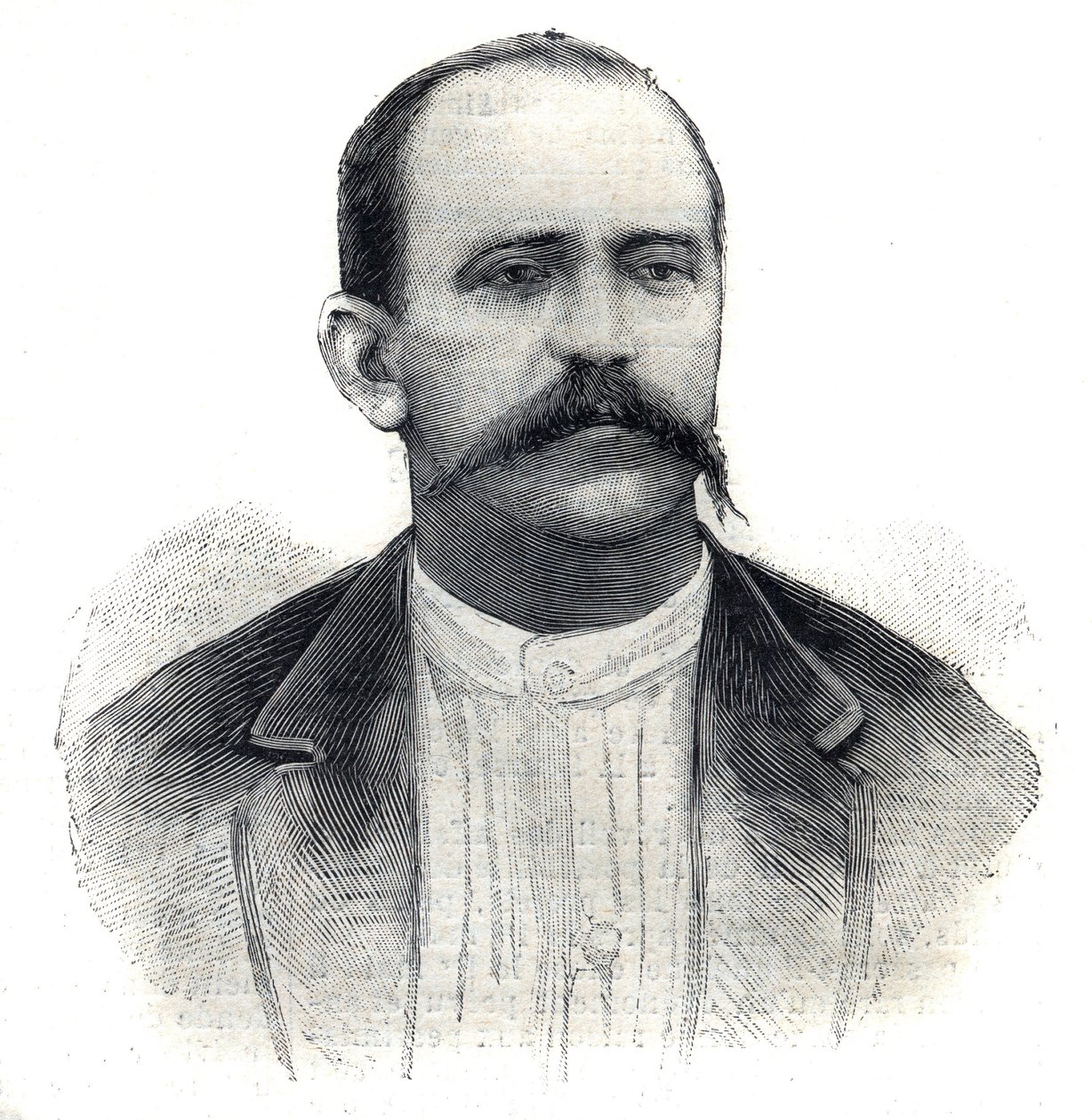 Portrait of Albert Nebout, French explorer in Africa. Engraving in 