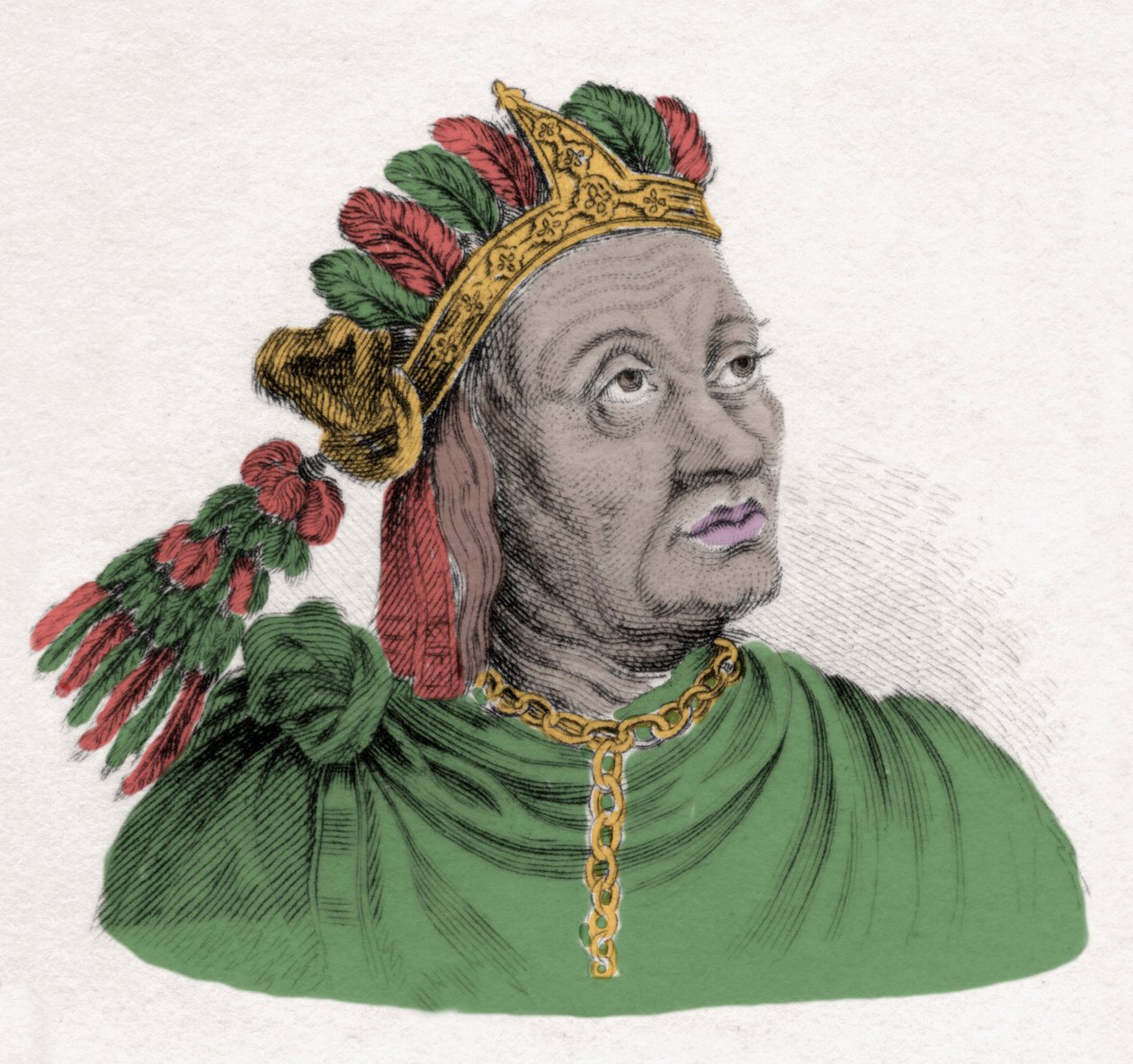 Portrait of Atahualpa, last emperor of the Inca Empire. Engraving of the 19th century by Anonymous Anonymous