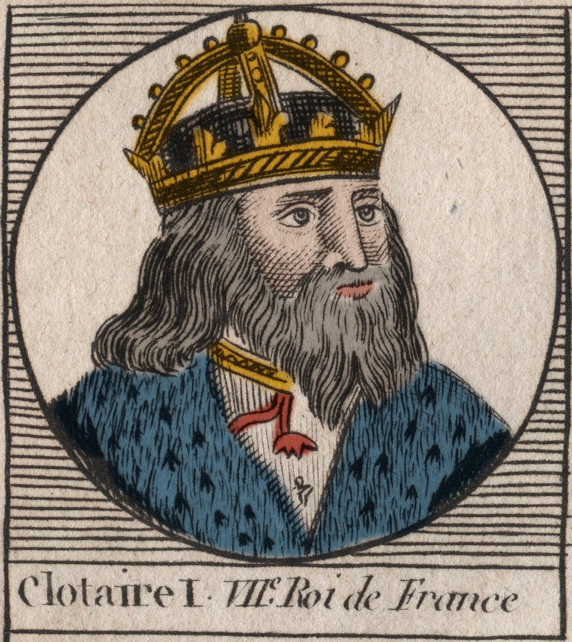 Portrait of Clothaire I (497-561), King of Neustria and King of the Franks (engraving from 