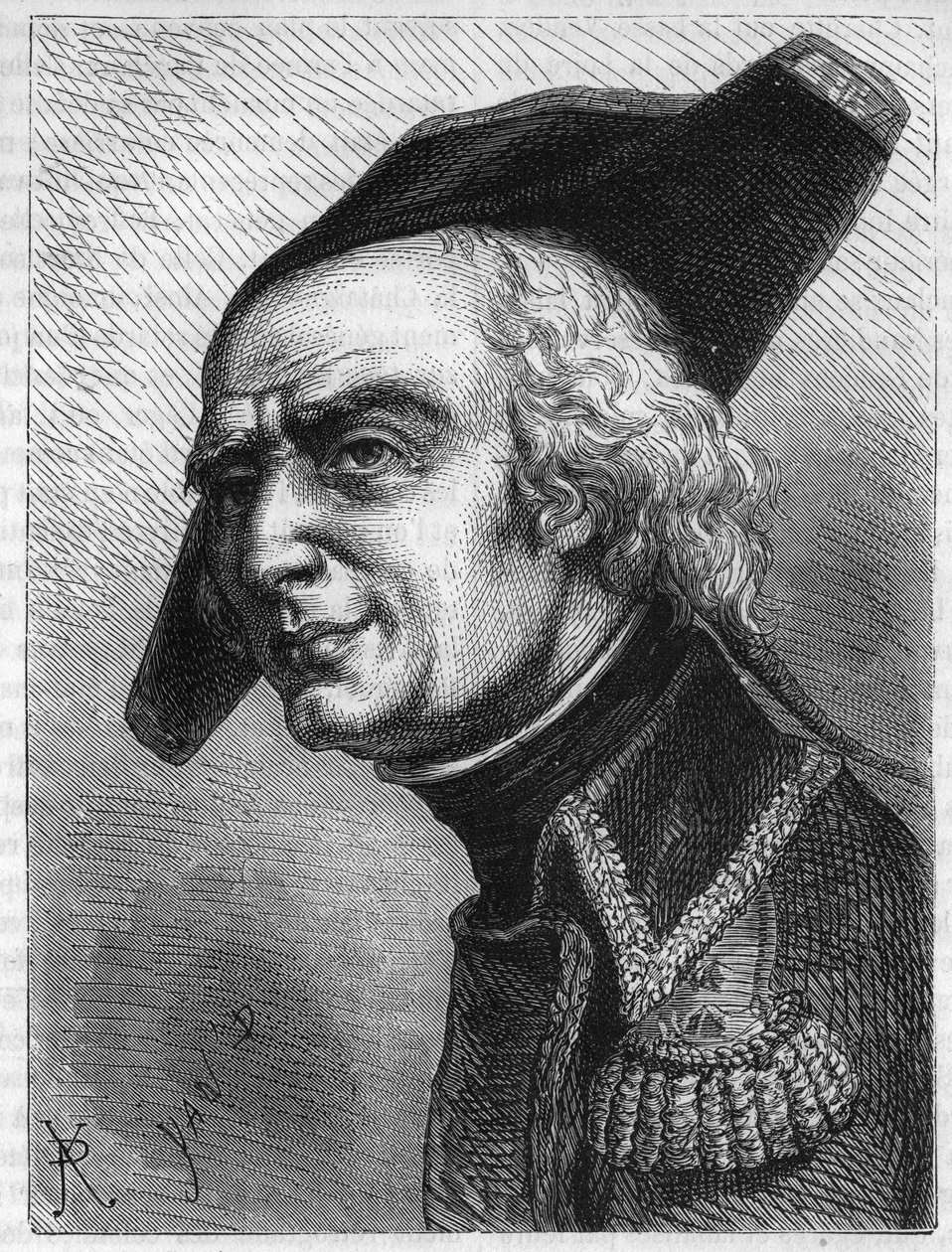 Portrait of General Luc Simeon Auguste Dagobert (1736-1794). Engraving from 1866 in Histoire de la Revolution francaise by Adolphe Thiers. Private collection by Anonymous Anonymous