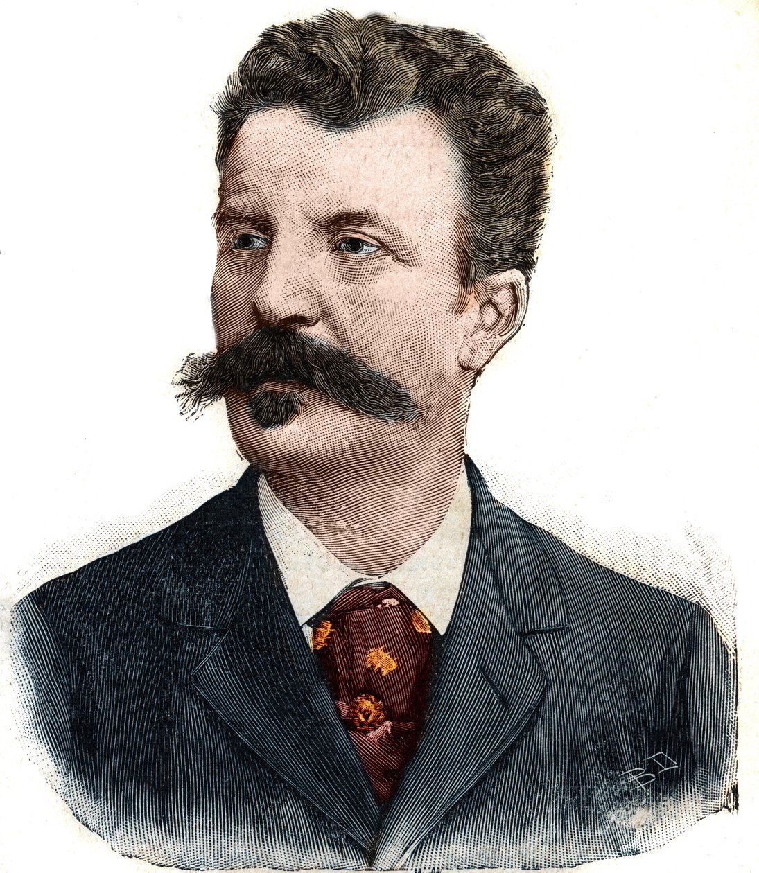 Portrait of Guy de Maupassant (1850-1893) French writer. Engraving in Le Peute Parisien by Anonymous Anonymous