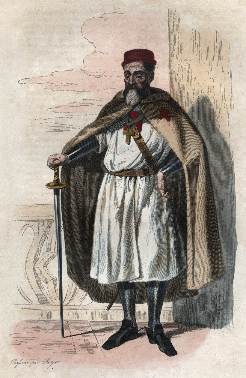 Portrait of Jacques de Molay (1243-1314), Grand Master of the Knights Templar. Illustration from 