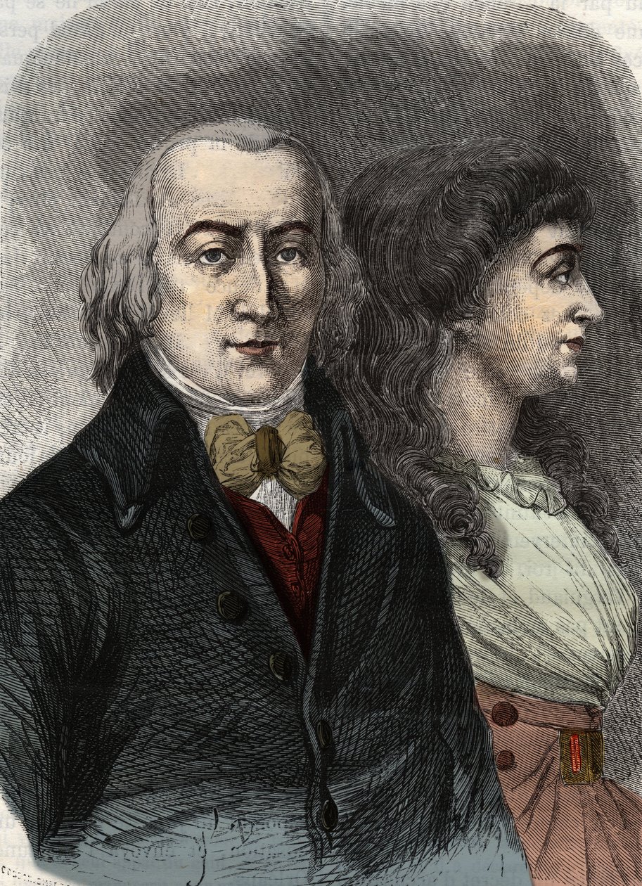 Portrait of Jean Marie Roland, Viscount de la Platiere (1734-1793) with Manon Roland, or Jeanne Marie, or Manon Phlipon (Madame Roland) by Anonymous Anonymous