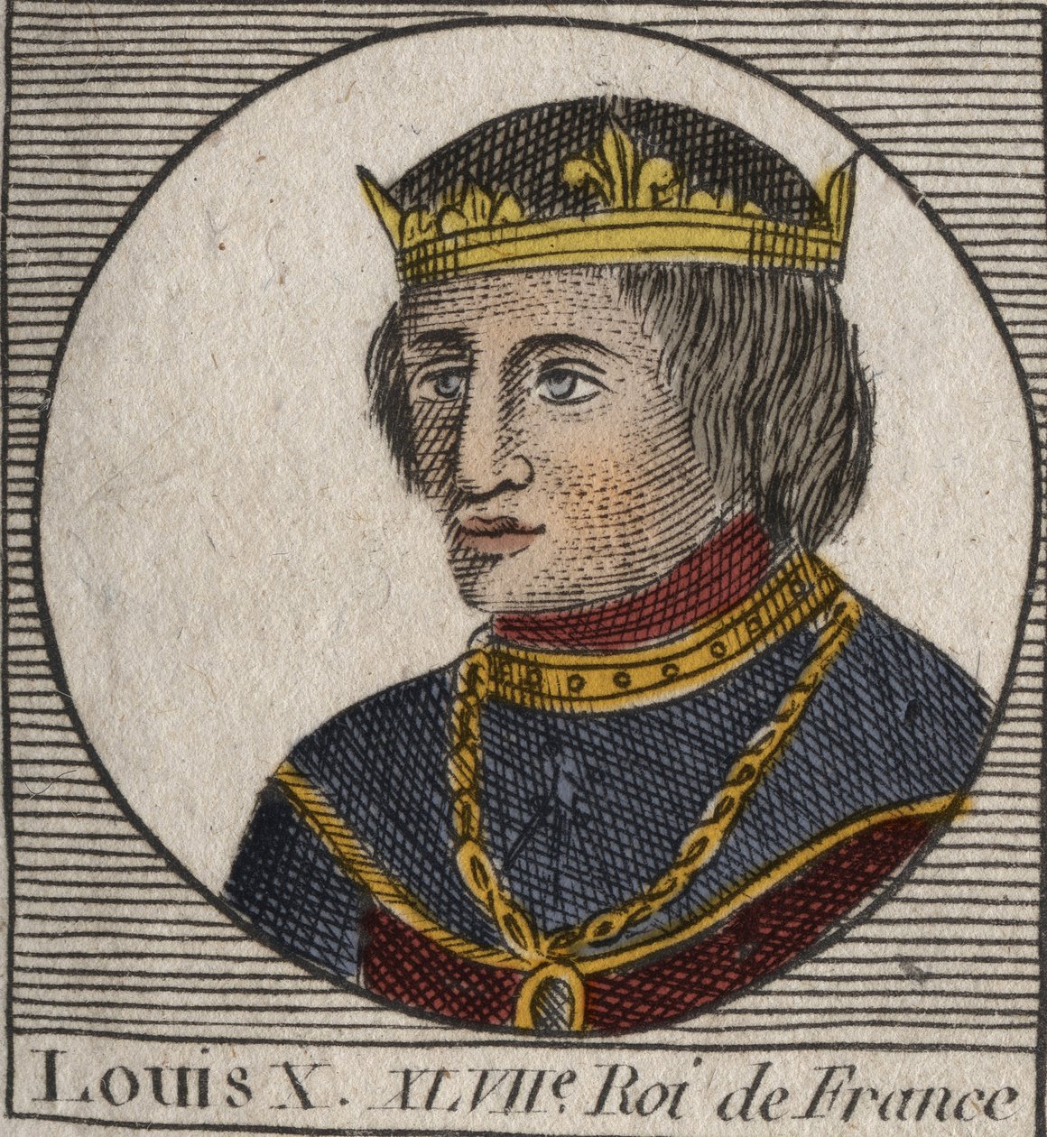 Portrait of Louis X le Hutin, King of France - engraving from 