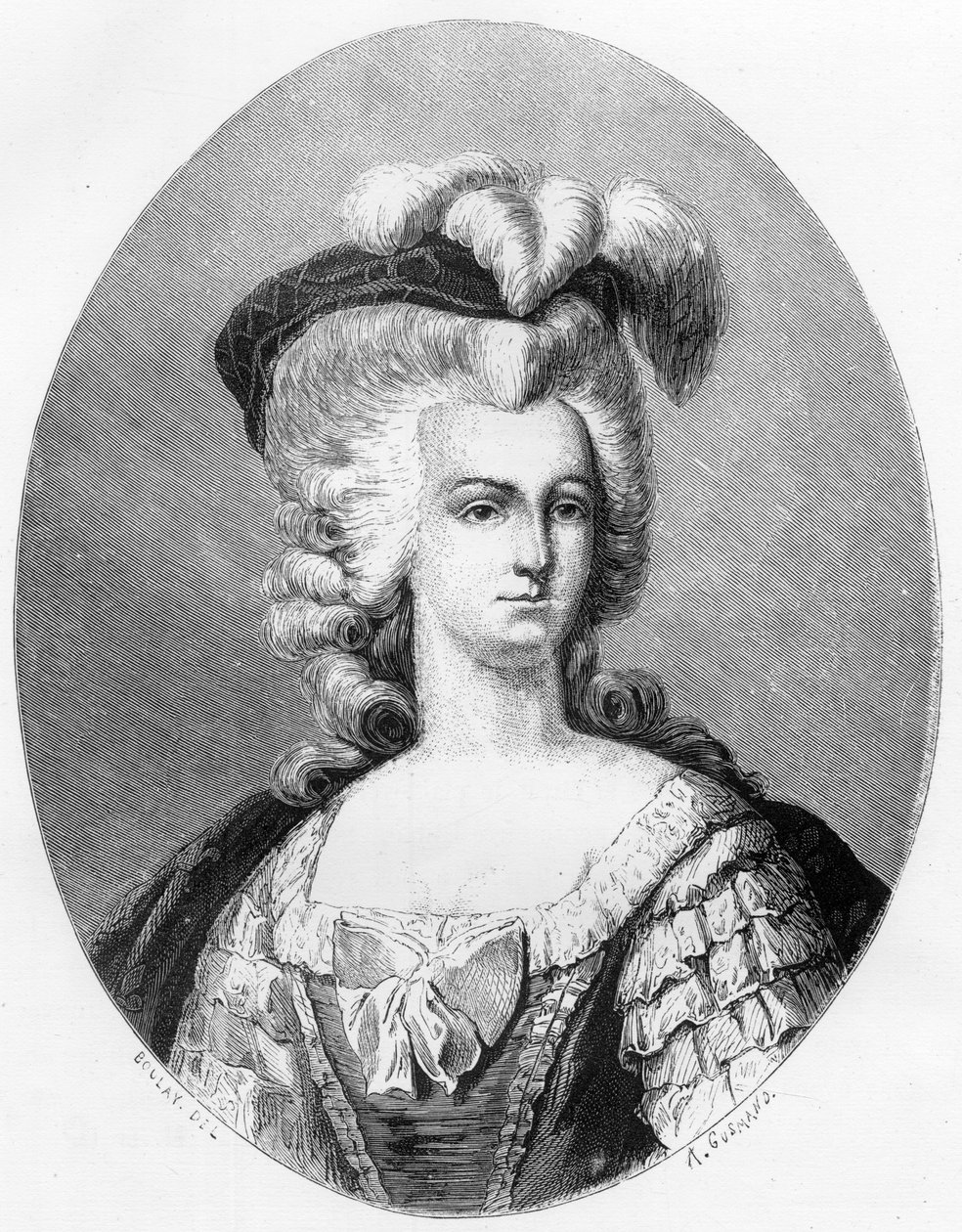 Portrait of Marie Antoinette (1755-1793), Queen of France - Engraving of 1863 in Le Livre Rouge - Histoire De L