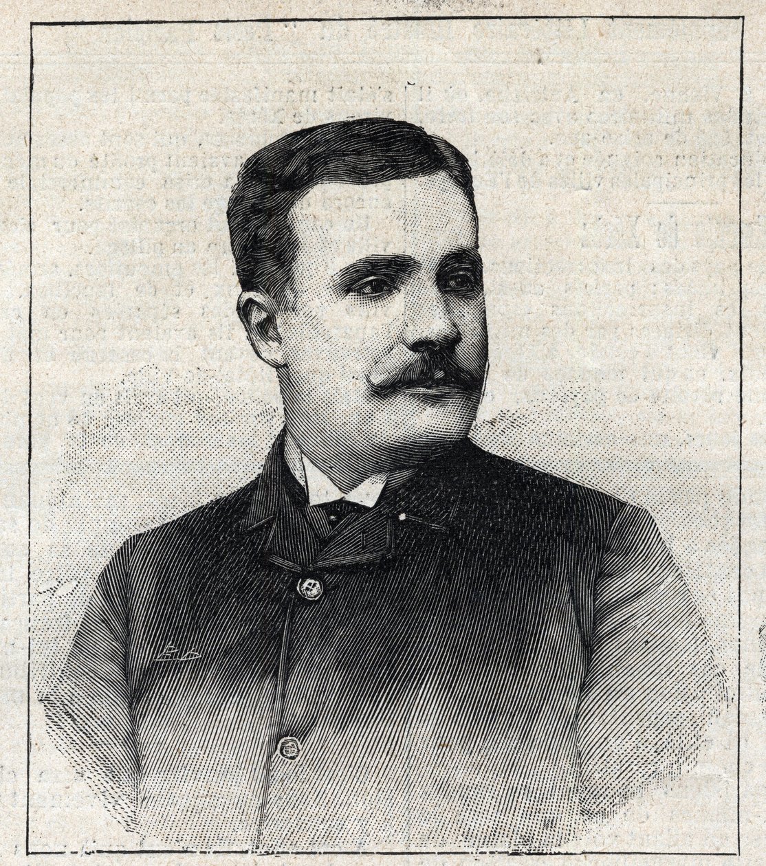 Portrait of Pierre Decourcelle, French writer (1856-1926). Engraving in 