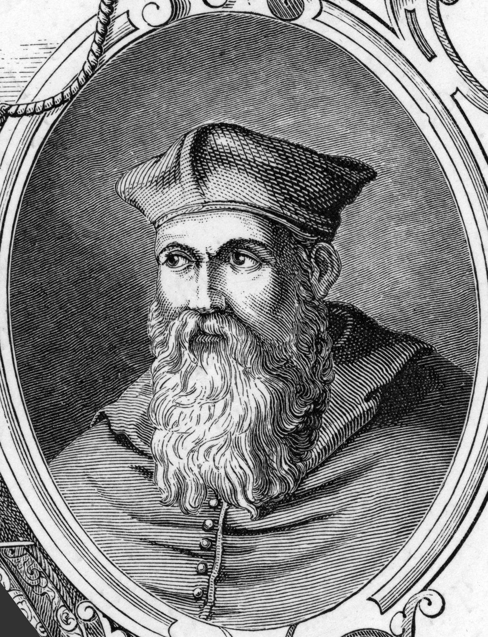 Portrait of Sebastiano Luciani dit Sebastiano del Piombo (1485-1547) Italian painter. 1859 engraving in 