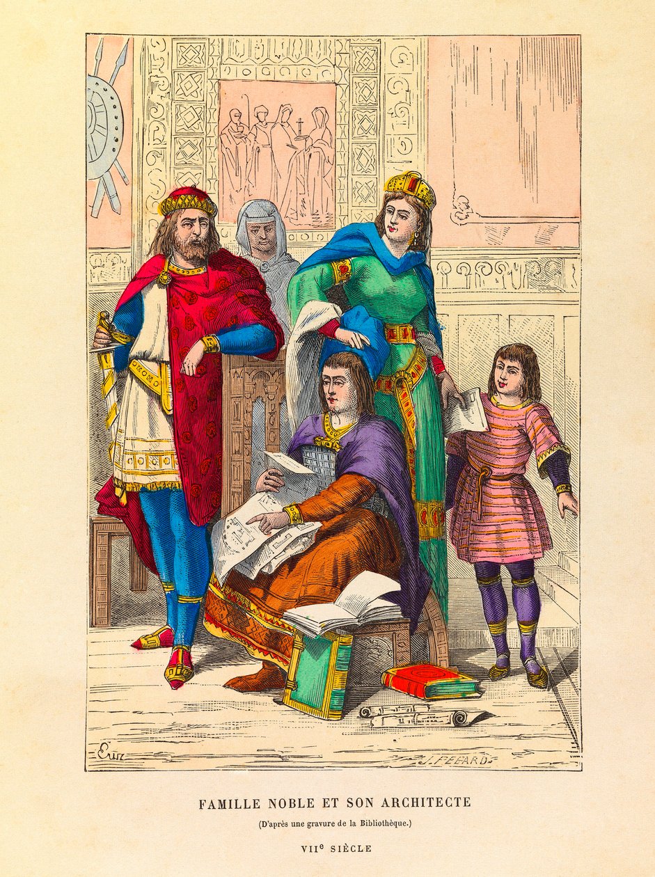 Portrait of a noble family with its architect in the 7th century by Anonymous Anonymous