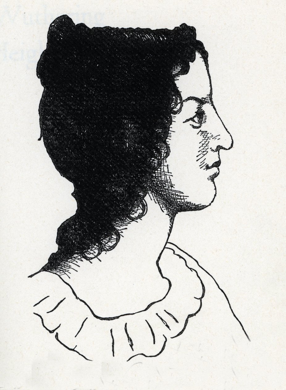Portrait of British writer Emily Bronte (1818-1848) (engraving from 