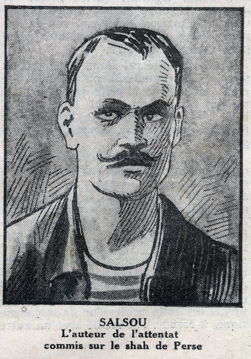 Portrait of the anarchist Francois Salsou who carried out the attack on the Shah of Persia Muzaffar ad Din, in Paris on August 2 by Anonymous Anonymous