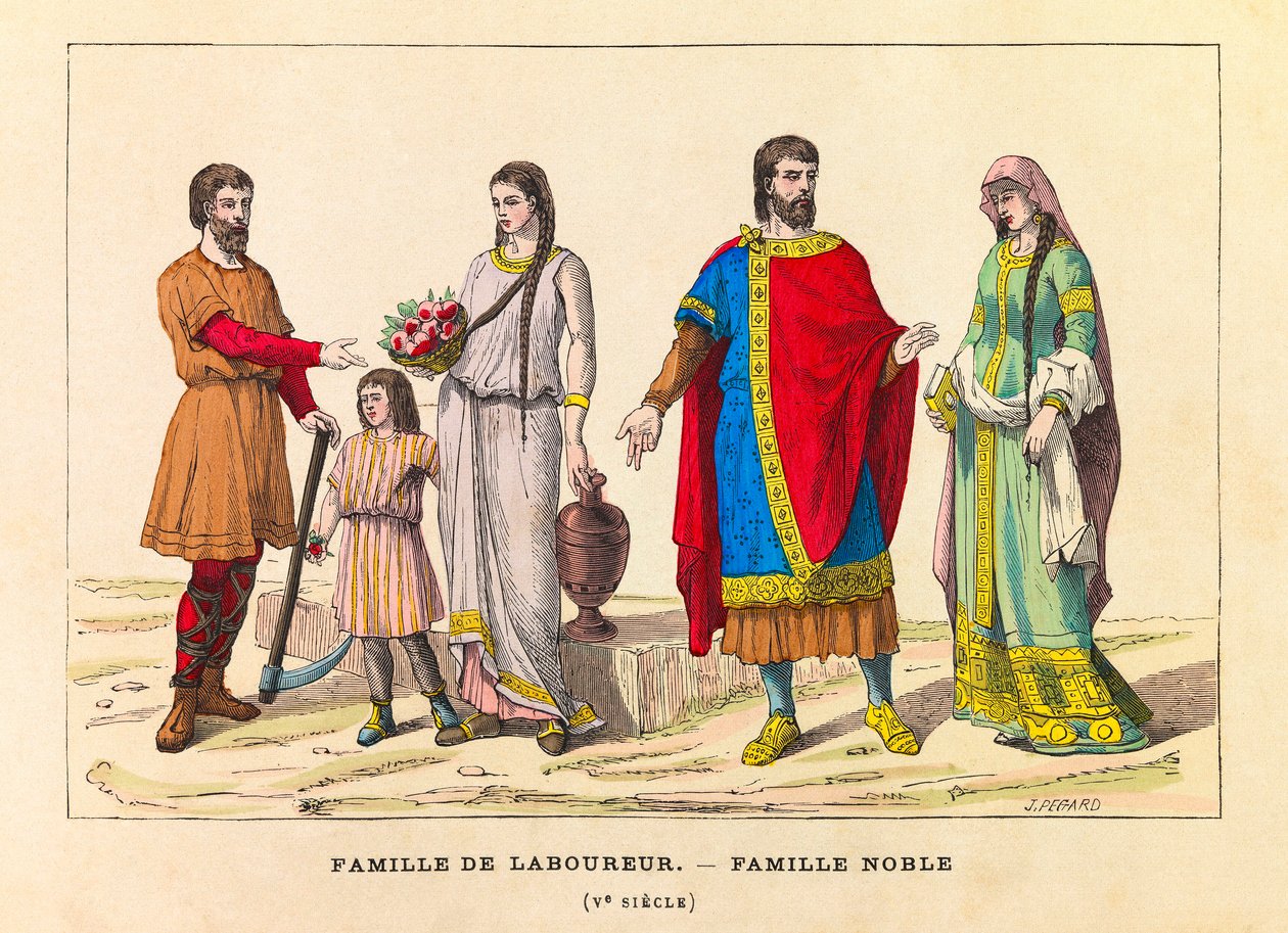 Portraits and Costumes of a Family of Plowers and a Noble Family in the 5th Century by Anonymous Anonymous