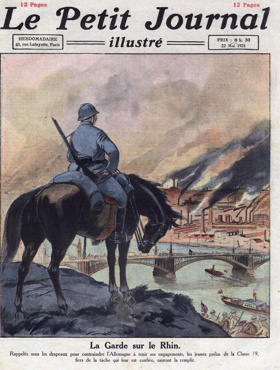 Post-war: The former men of the First World War return to the Rhine to ensure that Germany meets its commitments made at the London Conference. Illustration taken from 