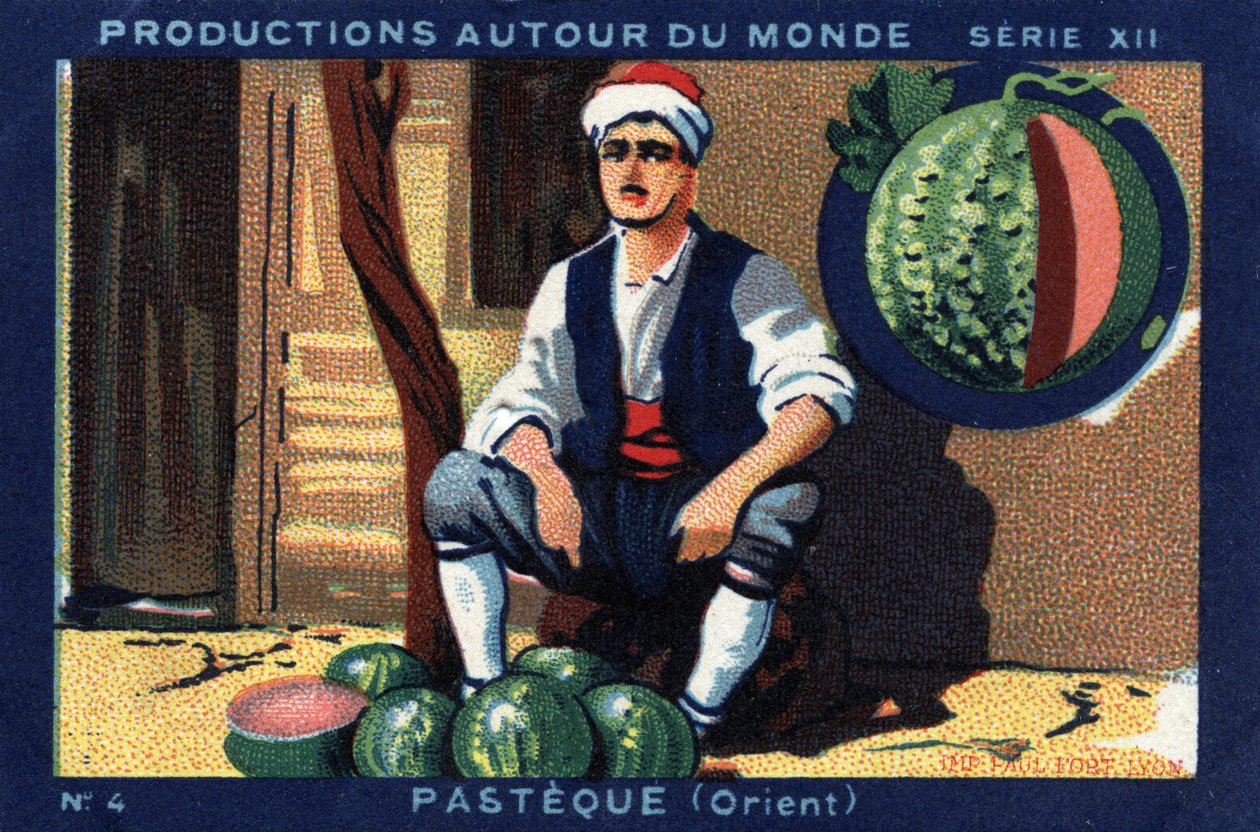 Productions around the world: Watermelon in the Orient. Chromolithography of 1933 in Joseph-Milliat Album. by Anonymous Anonymous