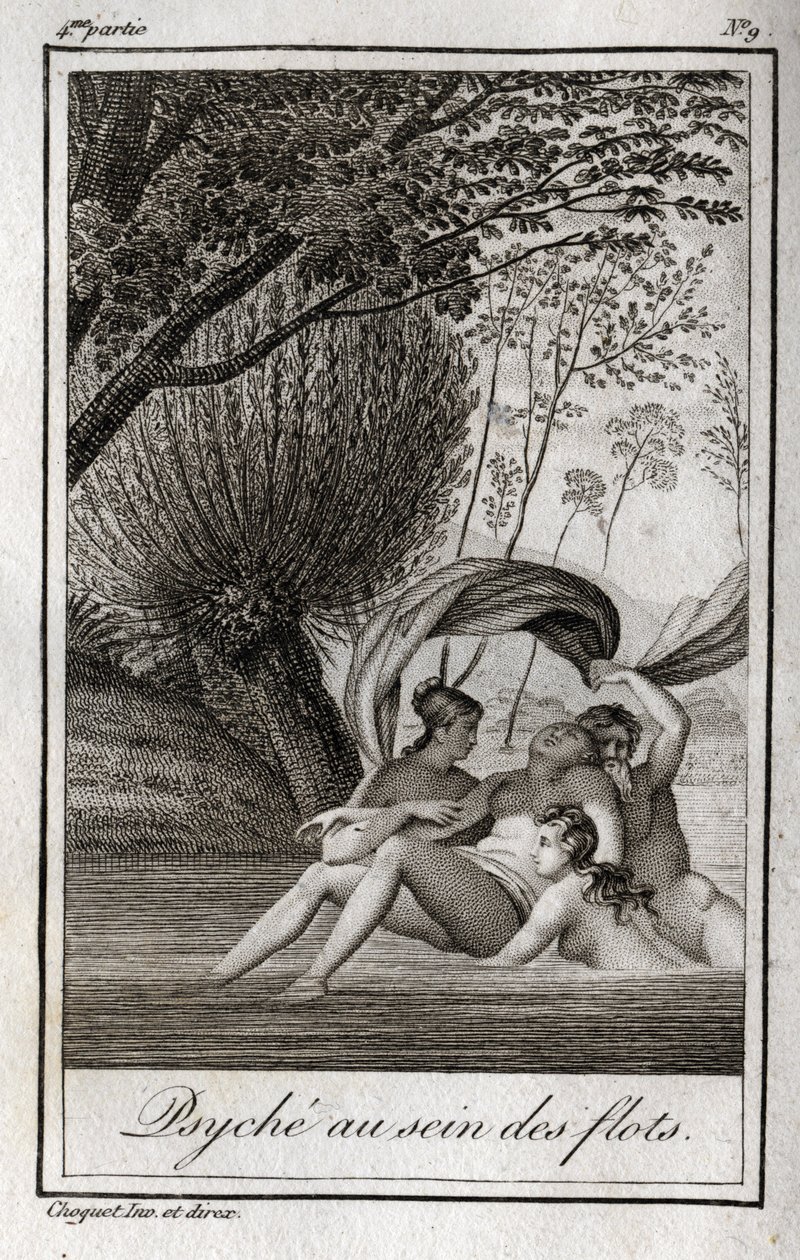 Psyche within the waves. Engraving from 1819 in 