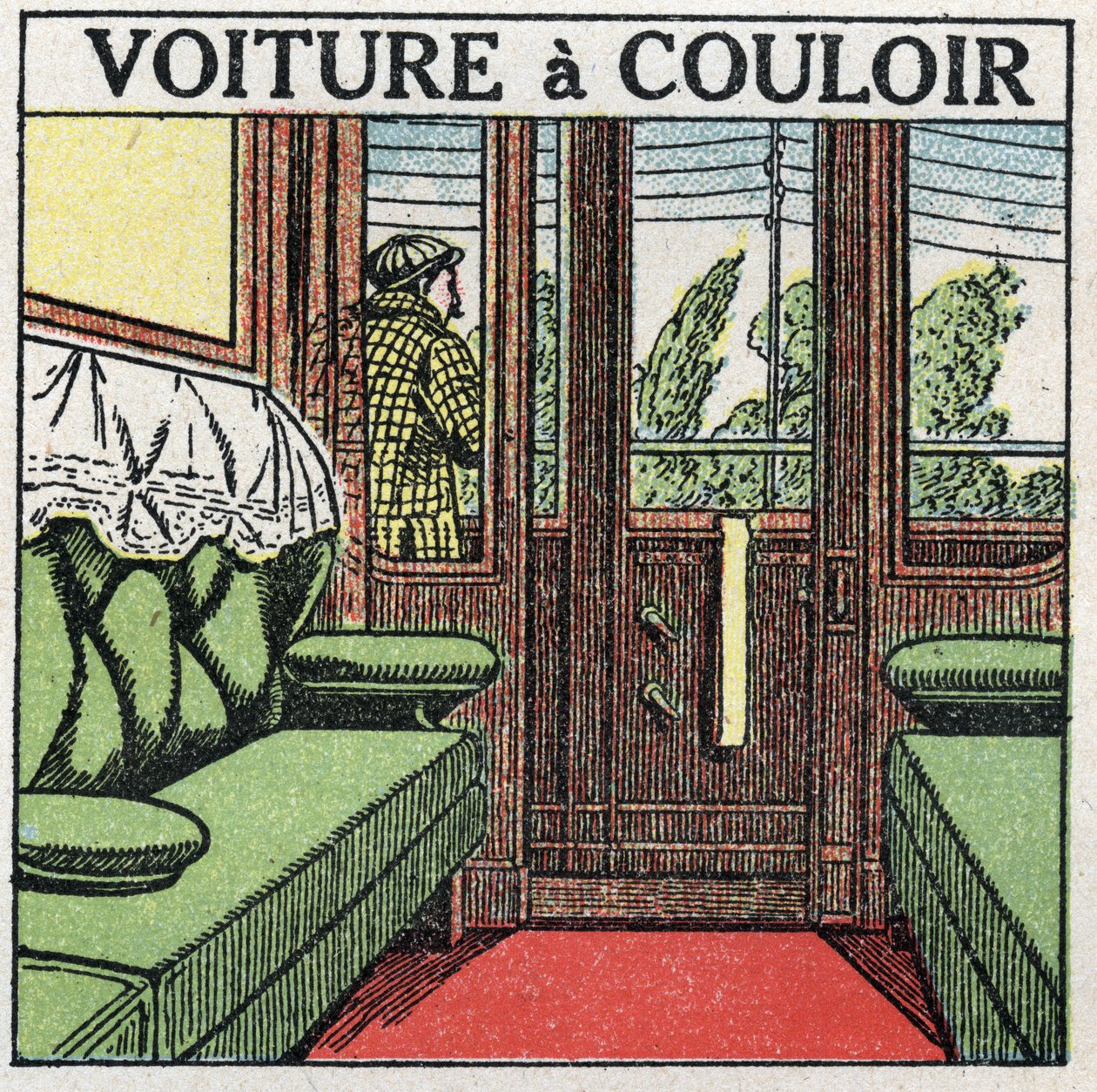 Railways: corridor wagon. Anonymous illustration of 1925. Private collection. by Anonymous Anonymous