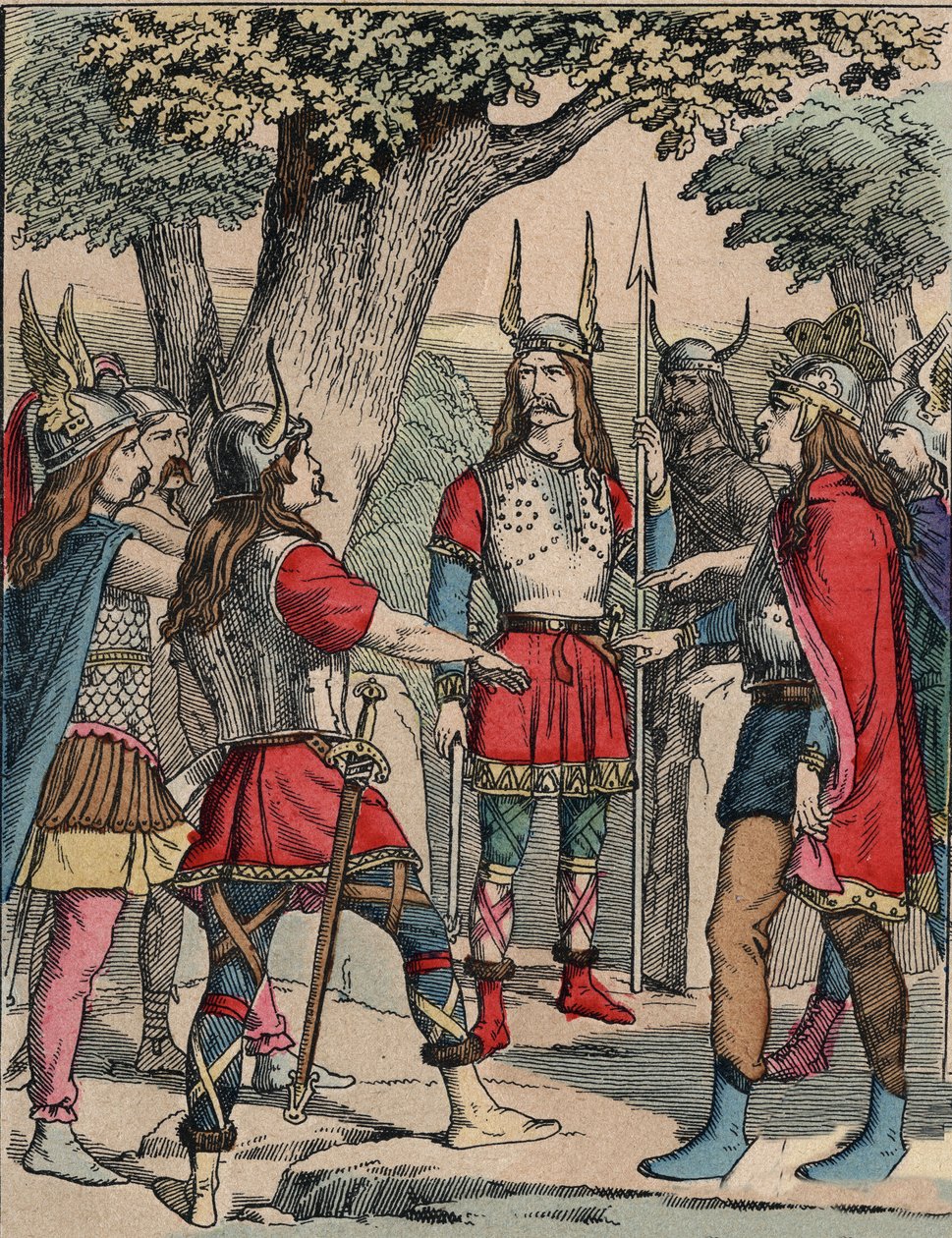 Representation of Vercingetorix (ca. 80-c. 46 BC) warrior and Gallic leader of the Arvernes tribe chosen by his people to lead the war against the Romans by Anonymous Anonymous