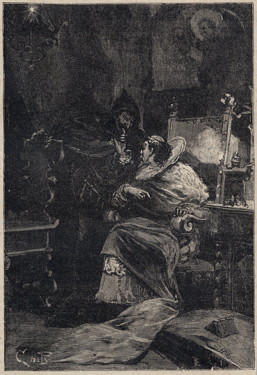 Rodrigo Borgia and Ascanio Maria Sforza Visconti - engraving from 