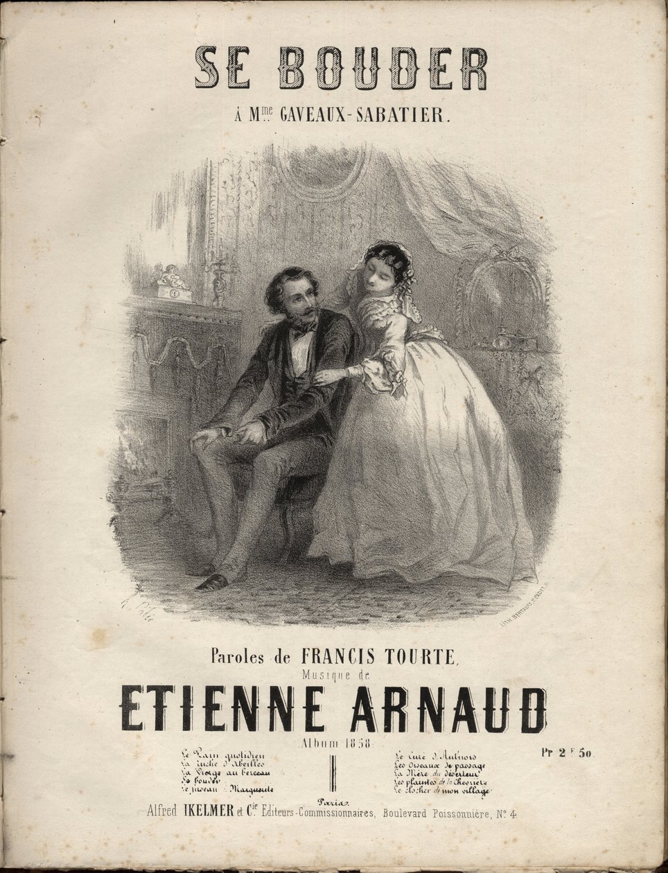 Sheet music for Se bouder lyrics by Francis Tourte, music by Etienne Arnaud. Private collection by Anonymous Anonymous
