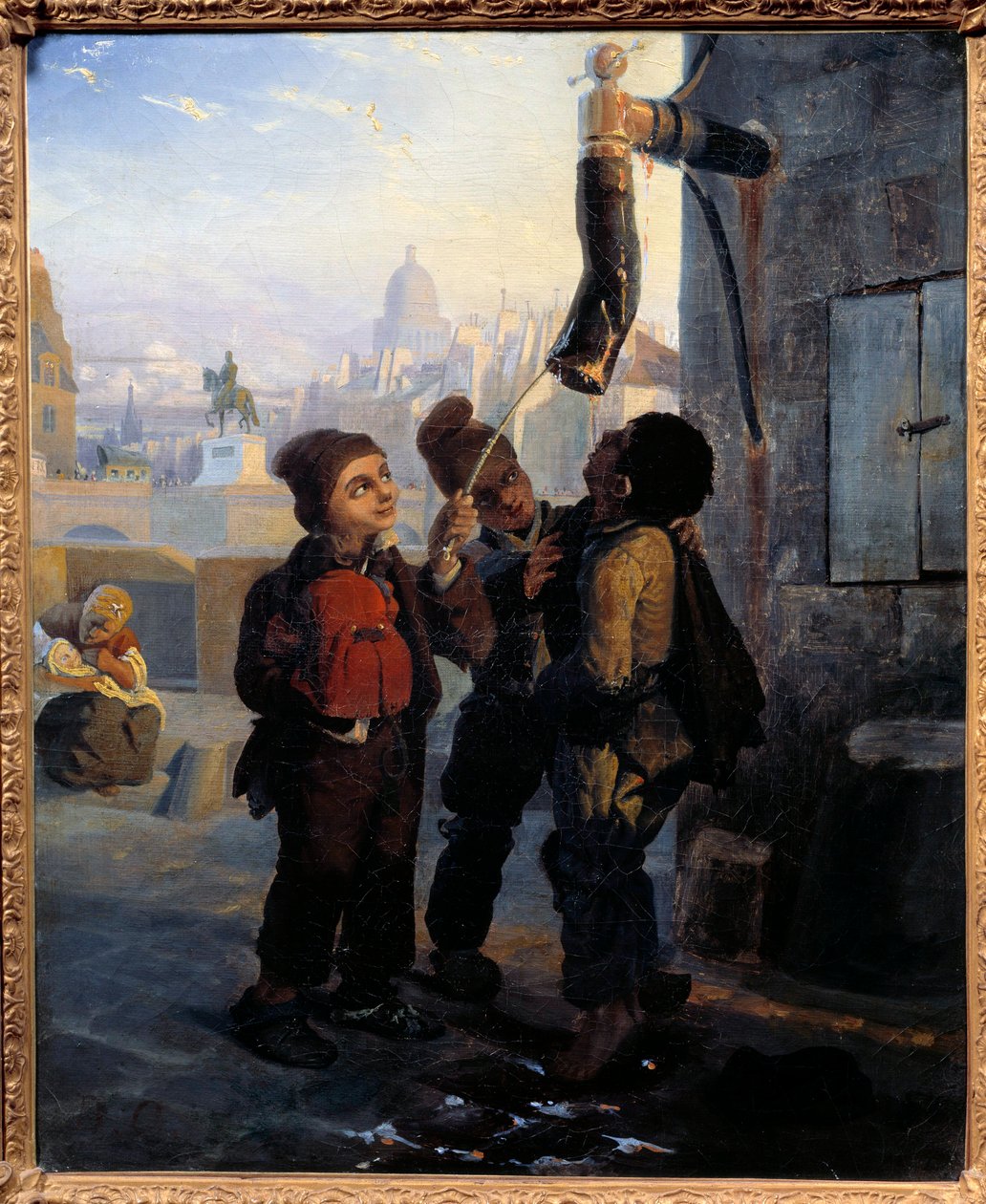 Small Chimney Disaltering to the water of a pump on the Quai du Louvre in 1830 (1830) by Anonymous Anonymous