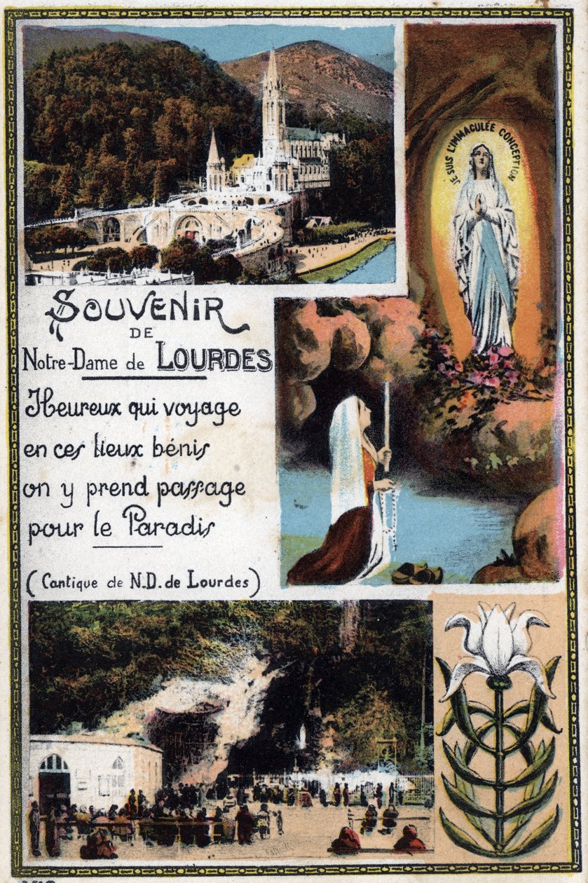 Souvenir postcard of Lourdes - Hautes Pyrenees around 1900 by Anonymous Anonymous