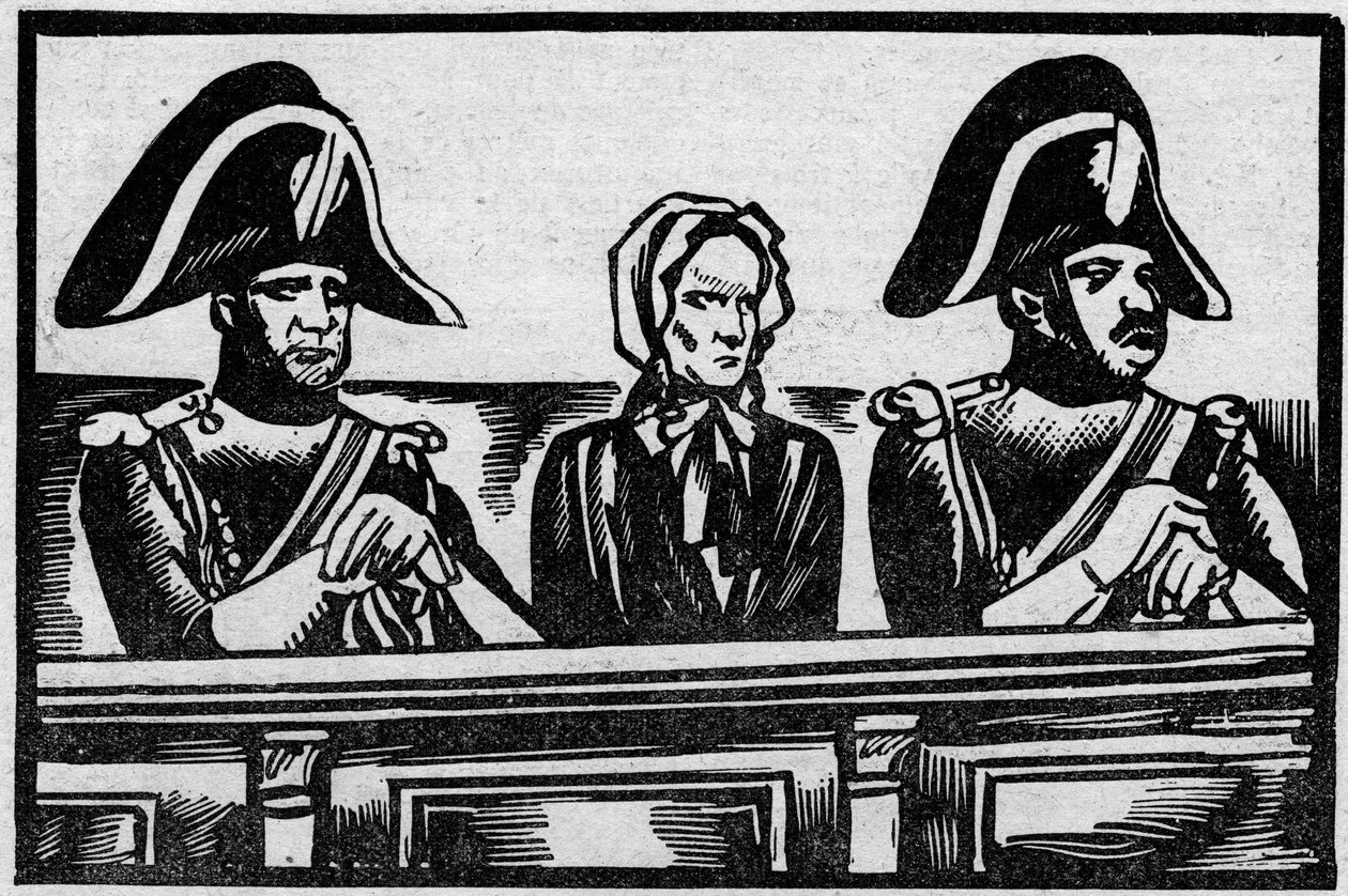 The Henriette Cornier case, represented at the stand in her trial for the murder of an infant, near her employers in November 1825. Illustration taken from 
