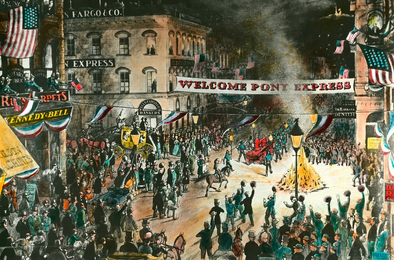 The arrival of the pony express by Anonymous Anonymous
