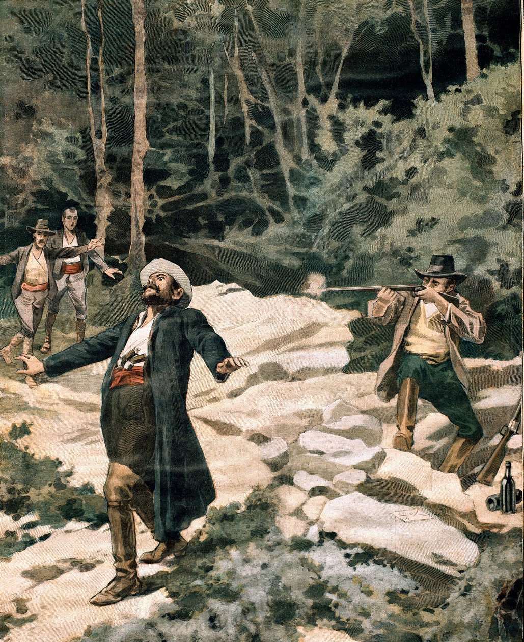 The brigand Luciano Fioravanti, killed by Italian carabinieri in Maremma region (engraving) by Anonymous Anonymous