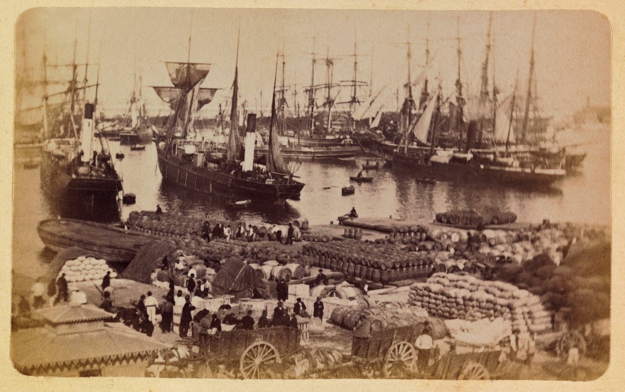 The City of Marseille and Its Surroundings circa 1885-1890: Joliette Basin, Cargo Boarding on Cats, Private Collection by Anonymous Anonymous