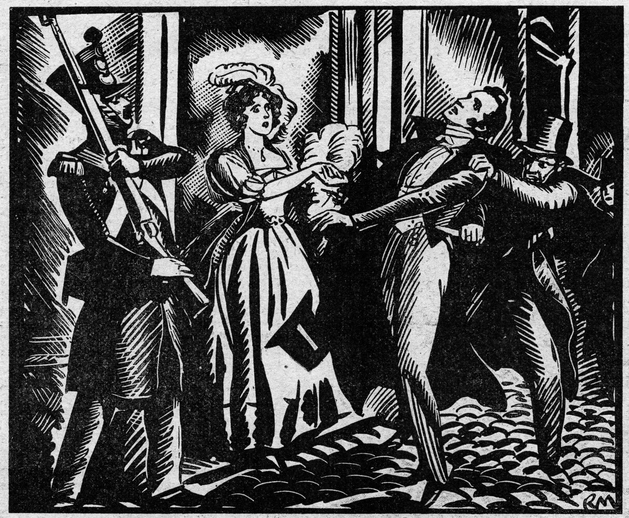 The death of the Duke of Berry on 13/02/1820 at the Royal Academy of Music. The nephew of King Louis XVIII is murdered at the Opera by Louvel a republican wanting to quench the royal dynasty. Illustration taken from 