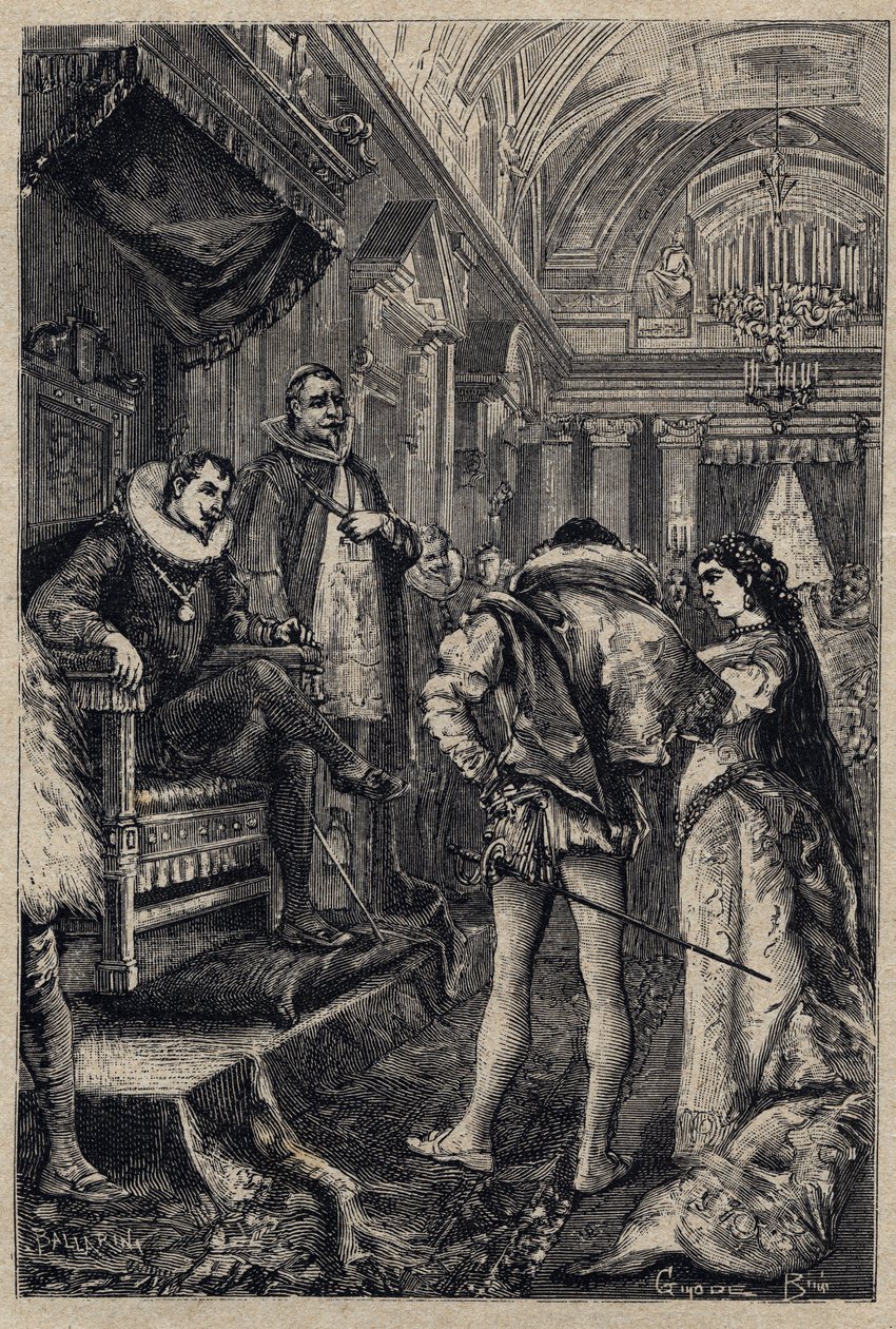 The marriage of Giulia Farnese with Orsino Orsini in the house of Rodrigo Borgia 1489 - engraving from 