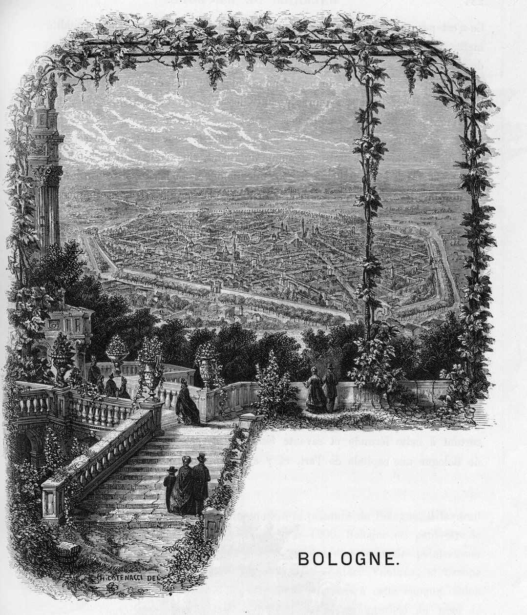 View of the city of Bologna, Italy engraving from 1859 in the galleries of Europe - Italy by Armengaud. Private collection by Anonymous Anonymous