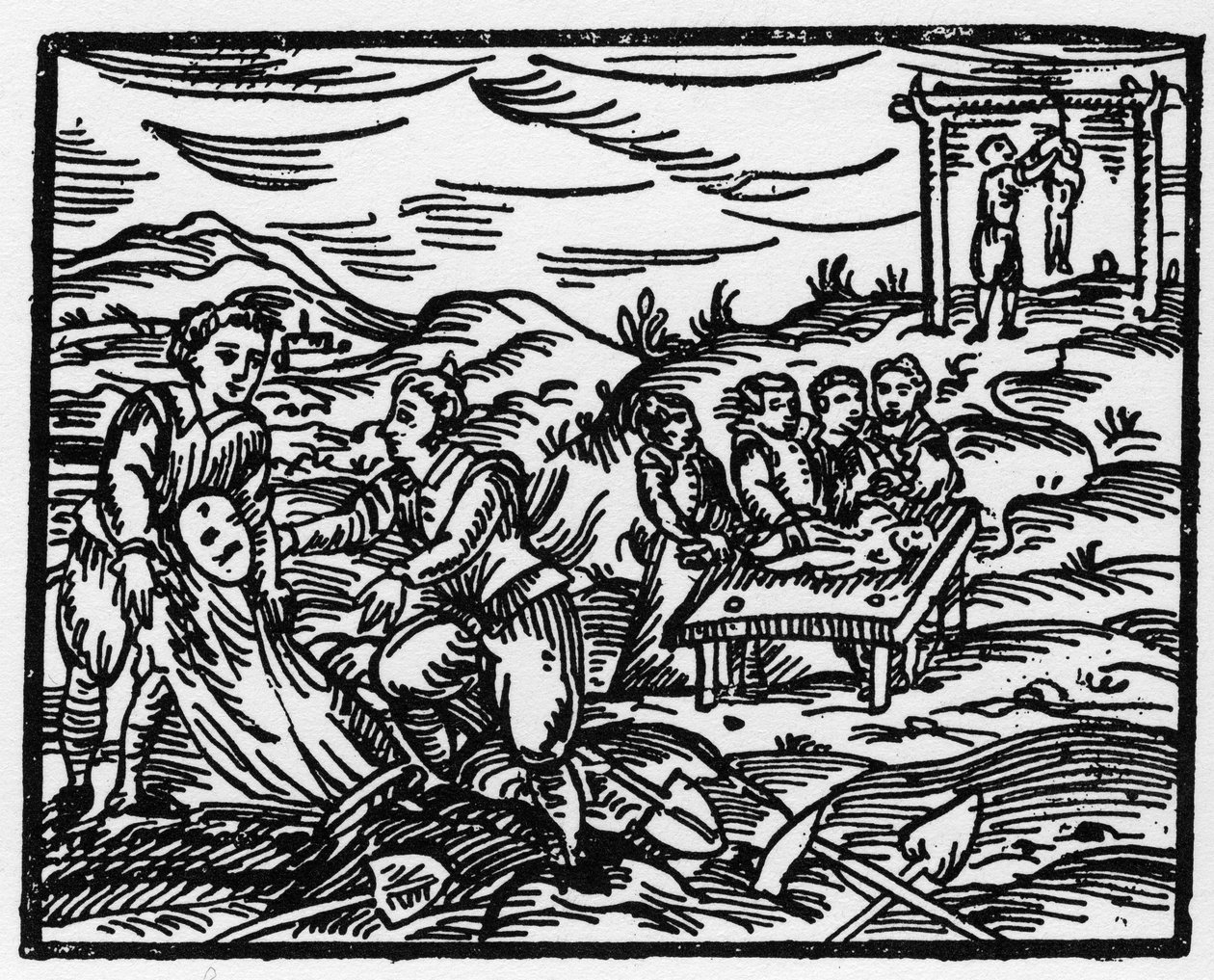Witches Deterring the Dead in a Cemetery - 