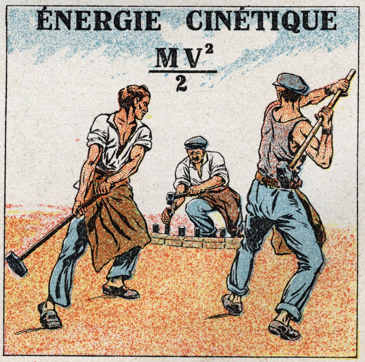 Work and Power: Calculation of Kinetic Energy. Anonymous Illustration from 1925. Private Collection by Anonymous Anonymous